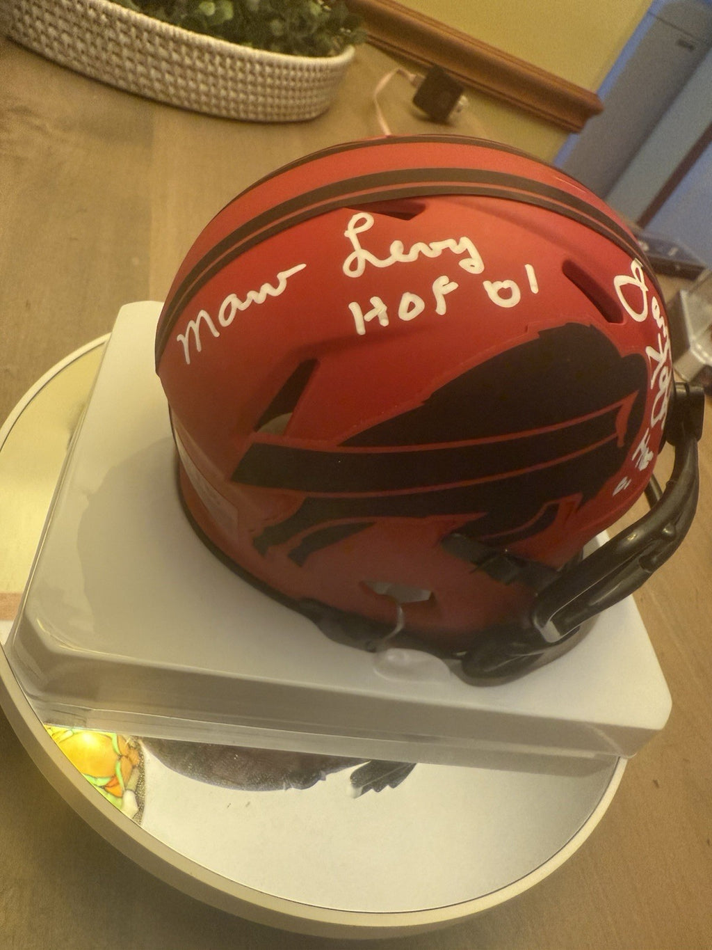 James Lofton/Marv Levy Autographed Buffalo Bills Rave Mini Helmet, HOF INSC TSE4