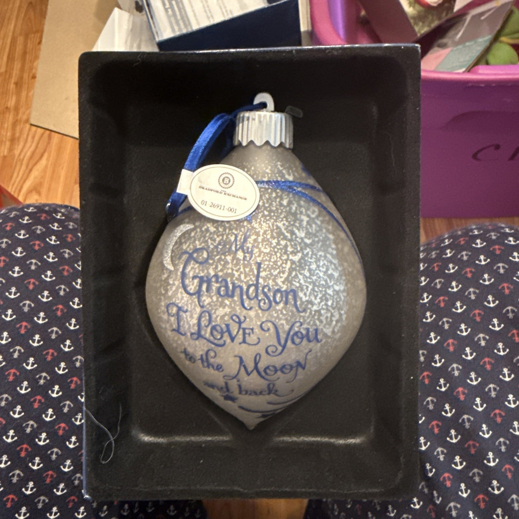 Bradford Exchange Limited Edition Illuminated Glass Ornament My Grandson BIN 990