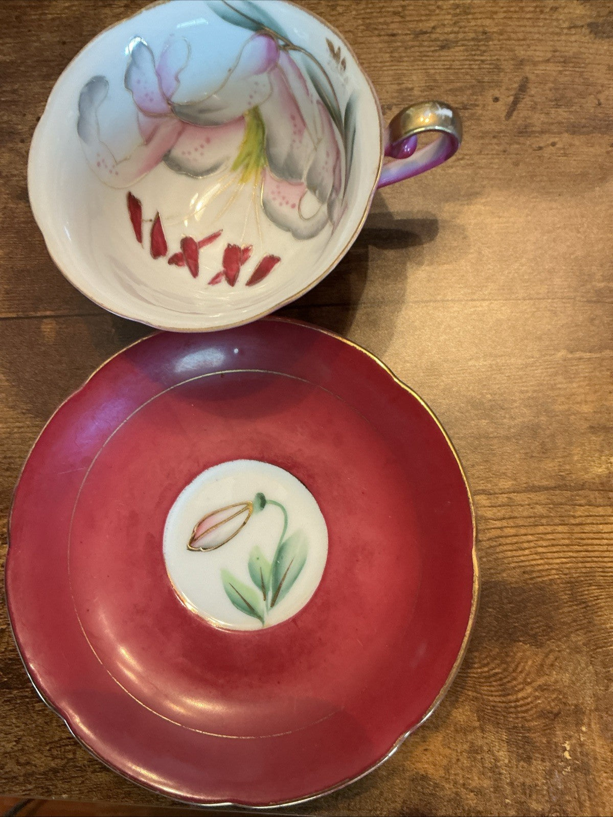 ROYAL SEALY  tea cup and saucer reddish Purple floral made Japan CHN 192