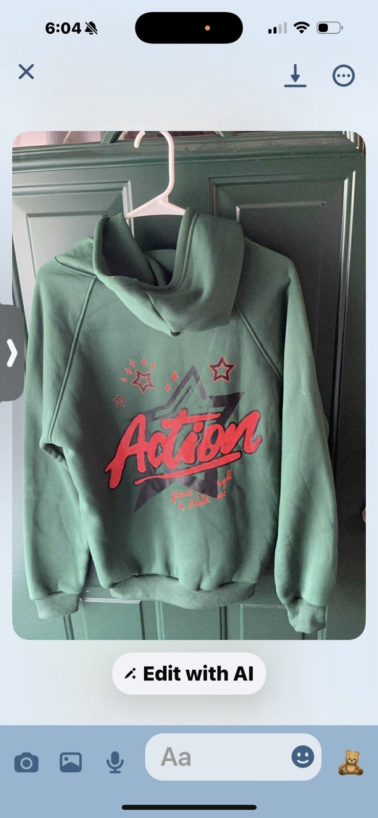 Black and Orange Action Hoodie. Unisex Hooded Sweatshirt Size SMALL - NWT BIN 40