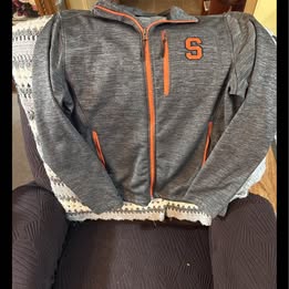 Colosseum Hoodie Men's Gray/Orange Syracuse Sweatshirt Size SMALL