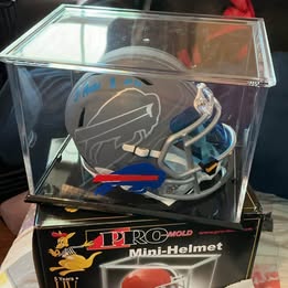 Buffalo Bills Josh Allen Signed Slate Mini Helmet W/Cust Visor/Clips-BAS includes UV Protective case