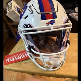 KEON COLEMAN SIGNED BUFFALO BILLS FULL SIZE  SPEED FLEX HELMET WITH VISOR - BAS