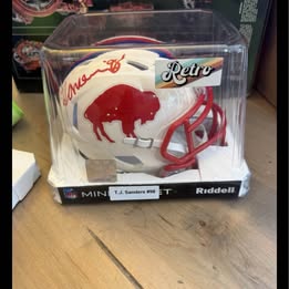 TJ Sanders Signed Buffalo Bills Retro Speed Mini Helmet - TSE