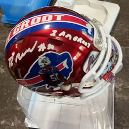 Greg Rousseau Auto Buffalo Bills Red TB Custom  Mini Helmet & Visor TSE COA