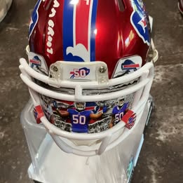 Greg Rousseau Auto Buffalo Bills Red TB Custom  Mini Helmet & Visor TSE COA