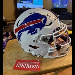 KEON COLEMAN SIGNED BUFFALO BILLS FULL SIZE  SPEED FLEX HELMET WITH VISOR - BAS