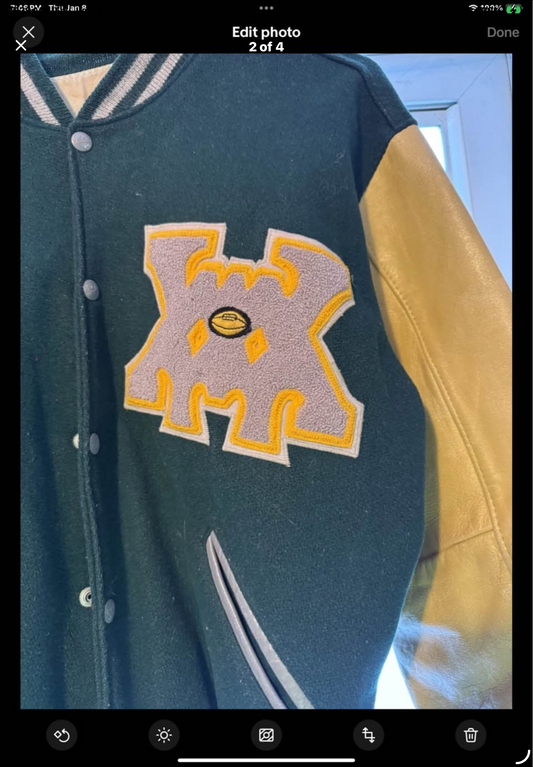 Vintage 50'S 60'S Wool Varsity Jacket Award Letterman Green/Yellow Leather Sz 46