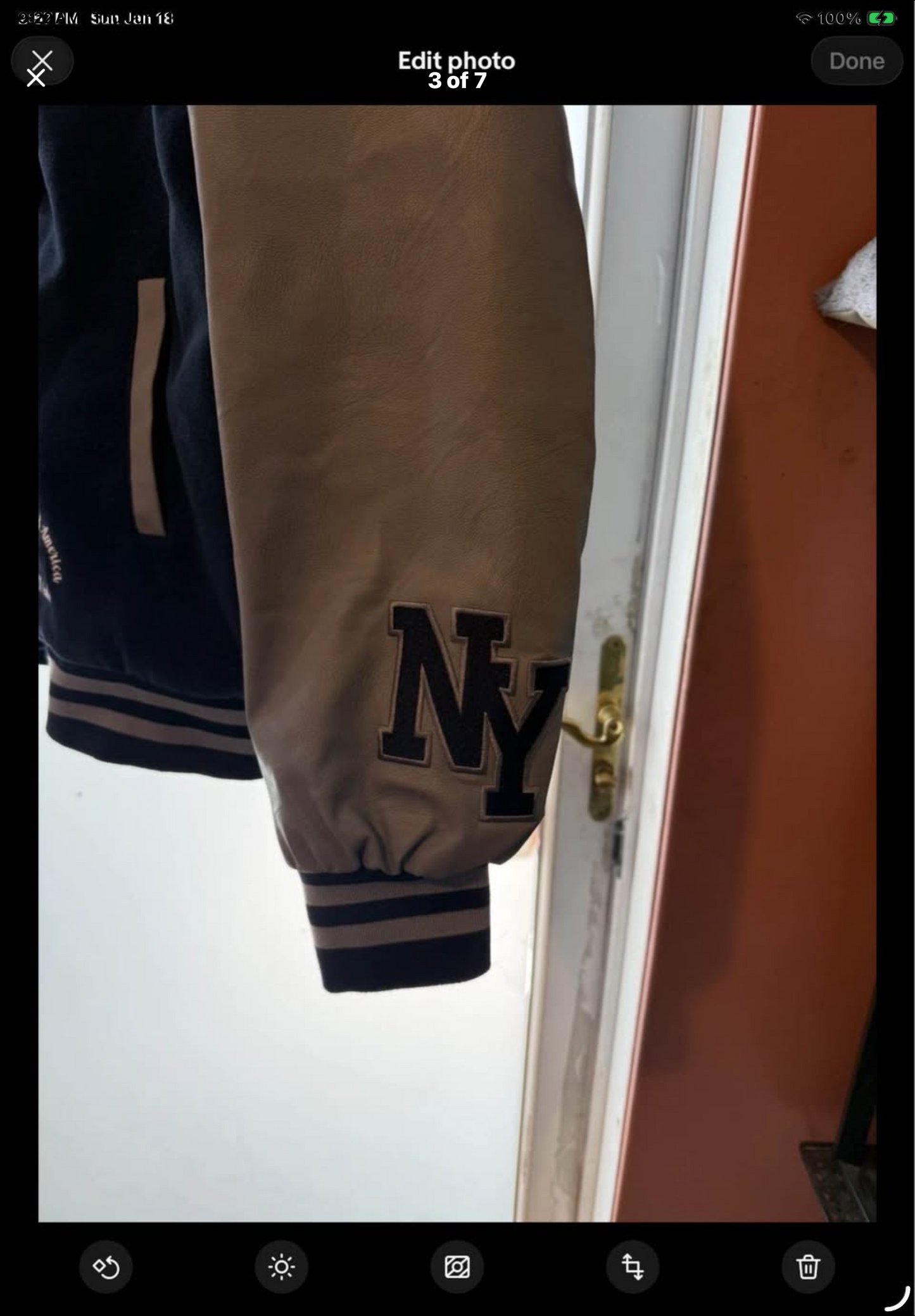 Womens American Bazi Cropped NY Varsity Medium Jacket