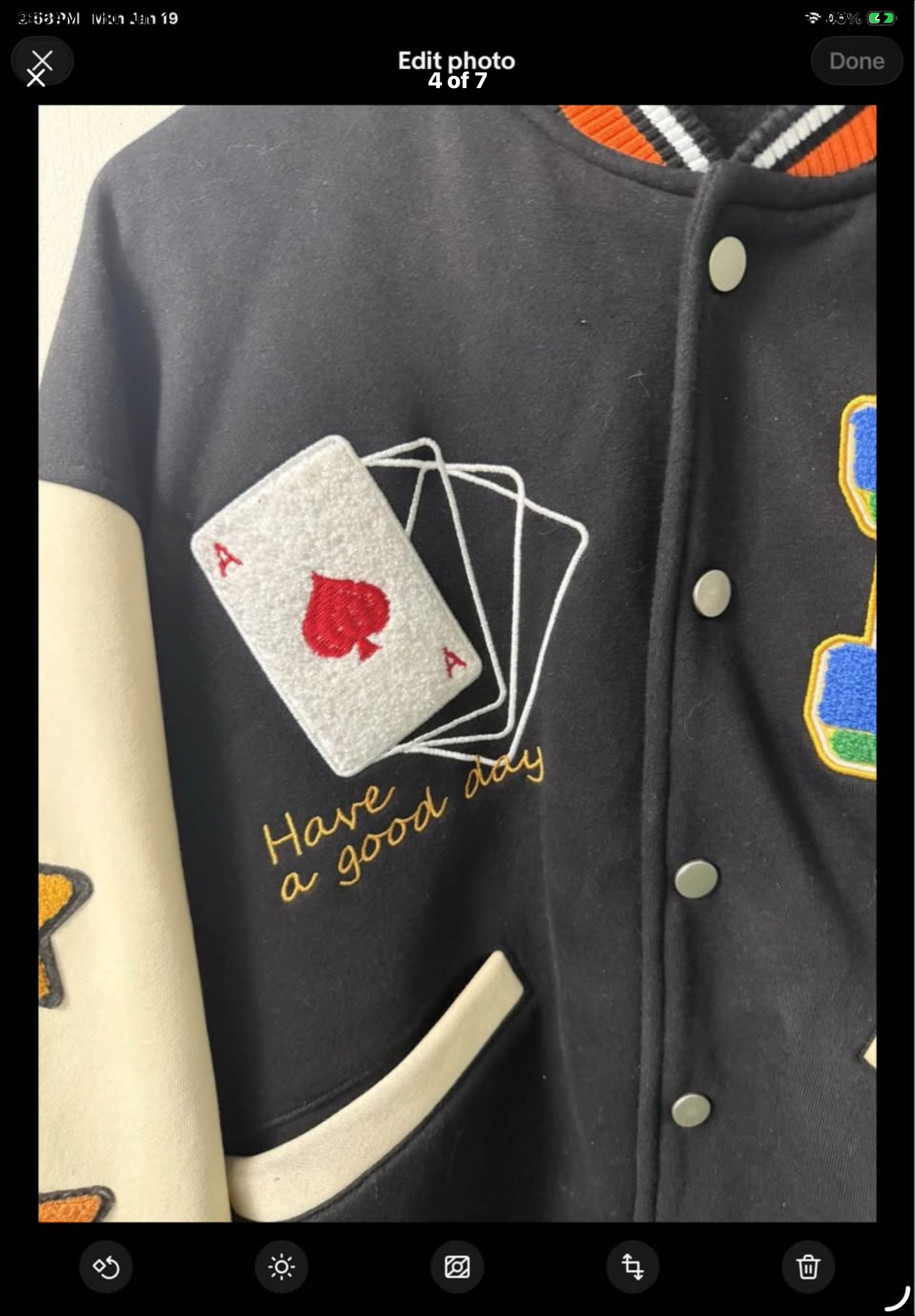 Embroidered Varsity Poker Jacket Black And Orange "Lucky Jacket" New Wave Street