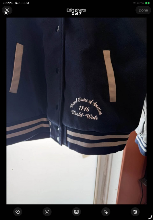 Womens American Bazi Cropped NY Varsity Medium Jacket