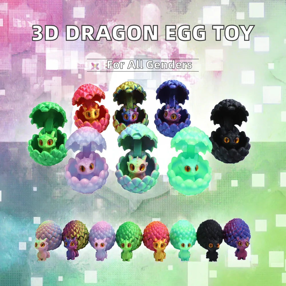 2025 Originality 3D Printed Dragon Egg Toy Model Creative Decompression Movable Plastic Children's Animal Dinosaur Collection