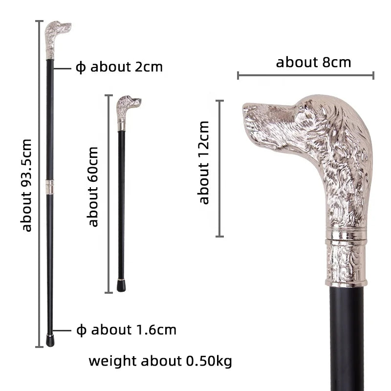 Dog-Head Luxury Walking Stick Canes for Men Fashion Elegant Crutch Decorative Stick Party Vintage Hand Walking Cane