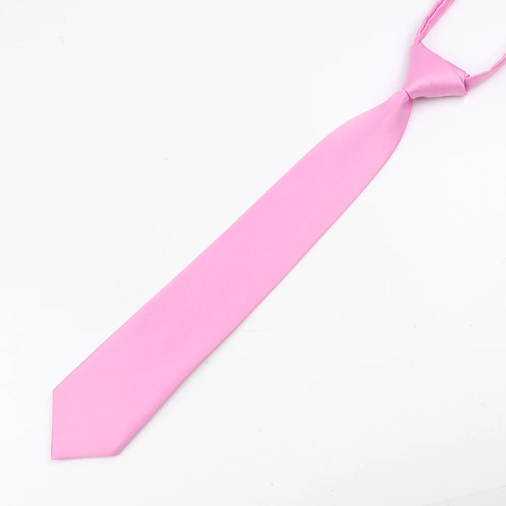 Fashion School Children Neck Tie Solid Color Easy to Wear for Girls Boys Kid Pre-tied Colorful Adjustable Skinny Necktie Gift
