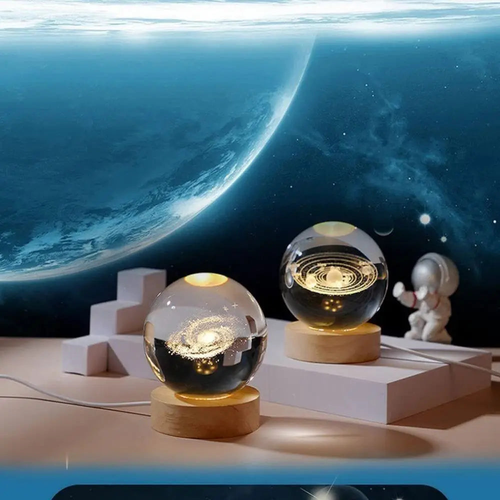 3D Warm White USB Power Crystal Ball Moon Night Light LED Planet Globe Table Lamp Home Decor Gift