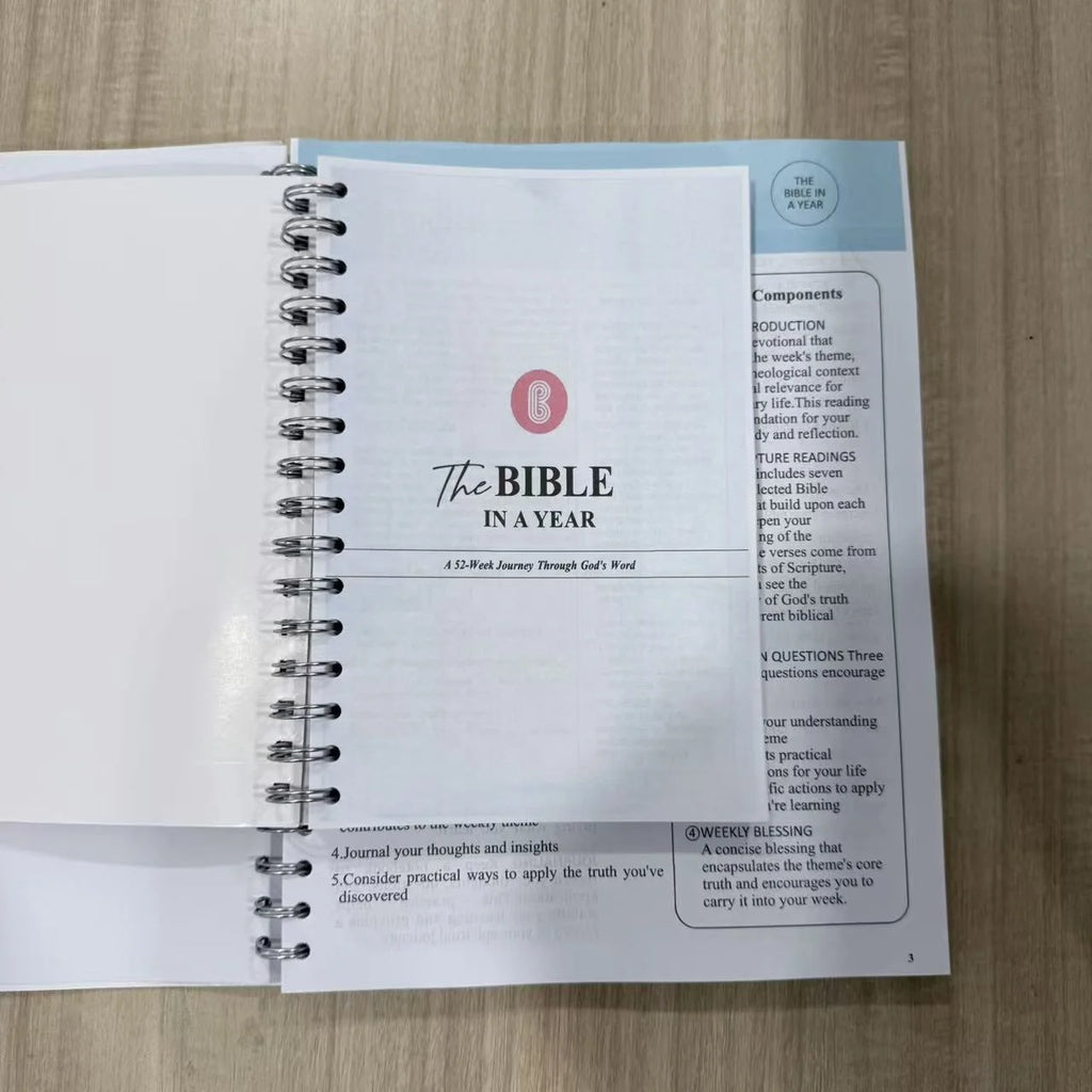 2025  Bestseller the Bible in a Year-a 52-Week Study A4/A5 Printed Paper Cover Thread Sewing Binding 220 Sheets Gift