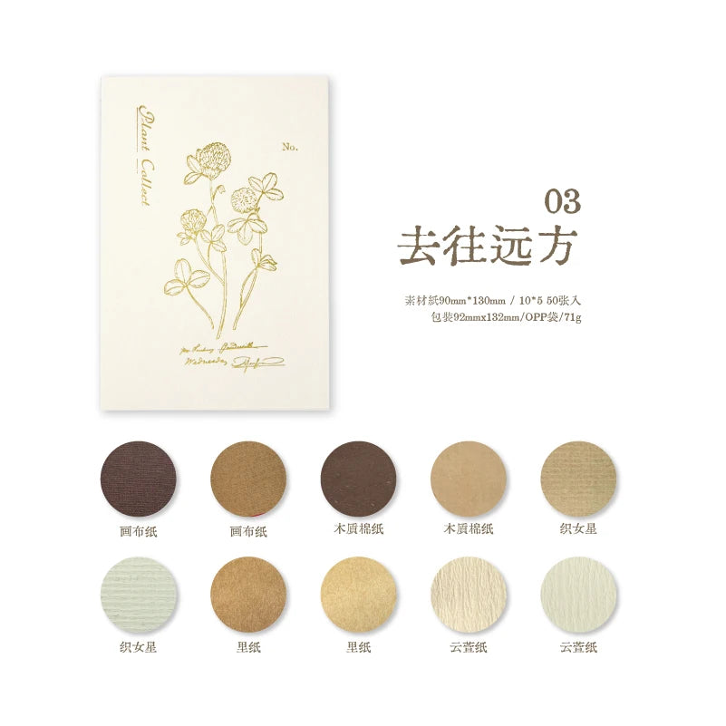 50pieces/pack Material Paper Multiple Materials Collection Retro Message Collage Base Decoration Notebook 4 Models