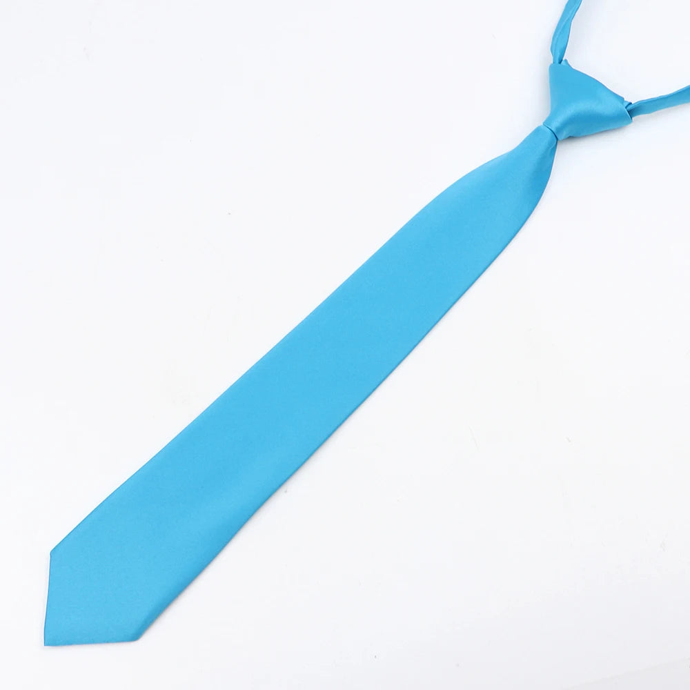 Fashion School Children Neck Tie Solid Color Easy to Wear for Girls Boys Kid Pre-tied Colorful Adjustable Skinny Necktie Gift