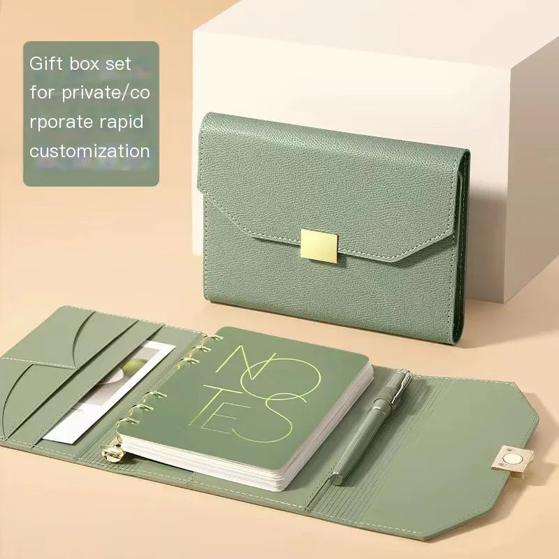 2025 Customizable Luxury A5 Notebook Set 100 Sheets Hardcover Leather Cover Corporate Gift for Business Promotion