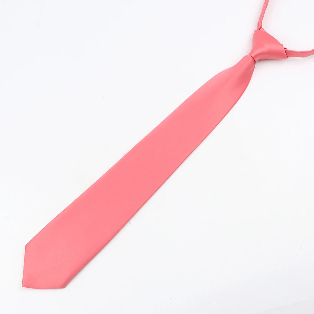 Fashion School Children Neck Tie Solid Color Easy to Wear for Girls Boys Kid Pre-tied Colorful Adjustable Skinny Necktie Gift