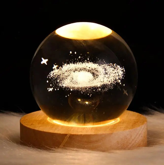 3D Warm White USB Power Crystal Ball Moon Night Light LED Planet Globe Table Lamp Home Decor Gift