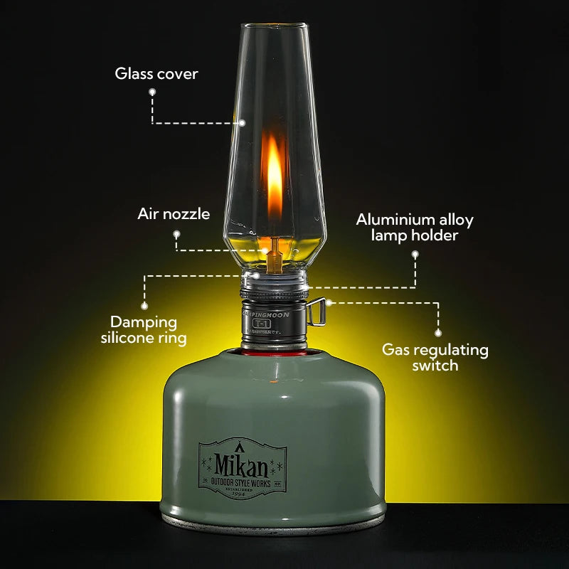 Campingmoon Vintage Camping Light Gas Lantern Shade Transparent Glass Gas Outdoor Lamp Shade