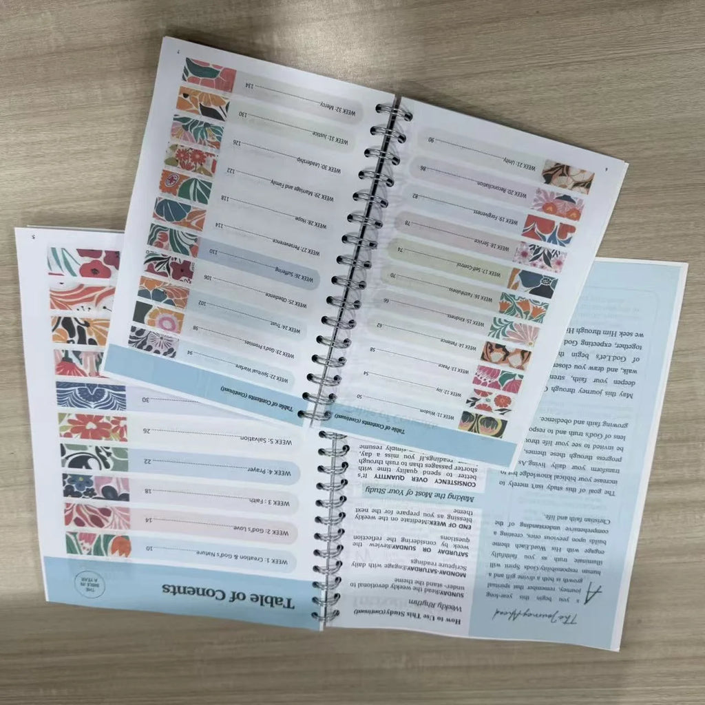 2025  Bestseller the Bible in a Year-a 52-Week Study A4/A5 Printed Paper Cover Thread Sewing Binding 220 Sheets Gift