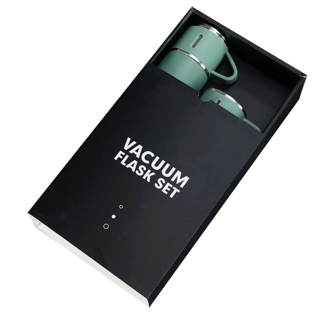 Christmas Gift 3pcs Personalized Outdoor Travel Coffee Tea Thermos Vacuum Flask Stainless Steel Water Bottle Gift Set With 2 Cup