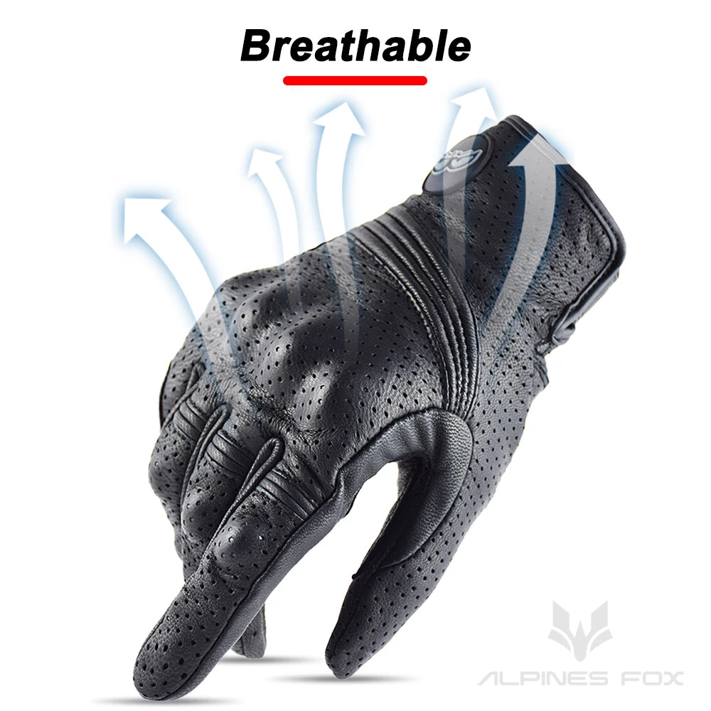 Vintage Leather Motorcycle Racing Gloves Men Women Motorcyclist Guantes Moto Long Luvas Full Finger Motocross MTB Biker Gloves