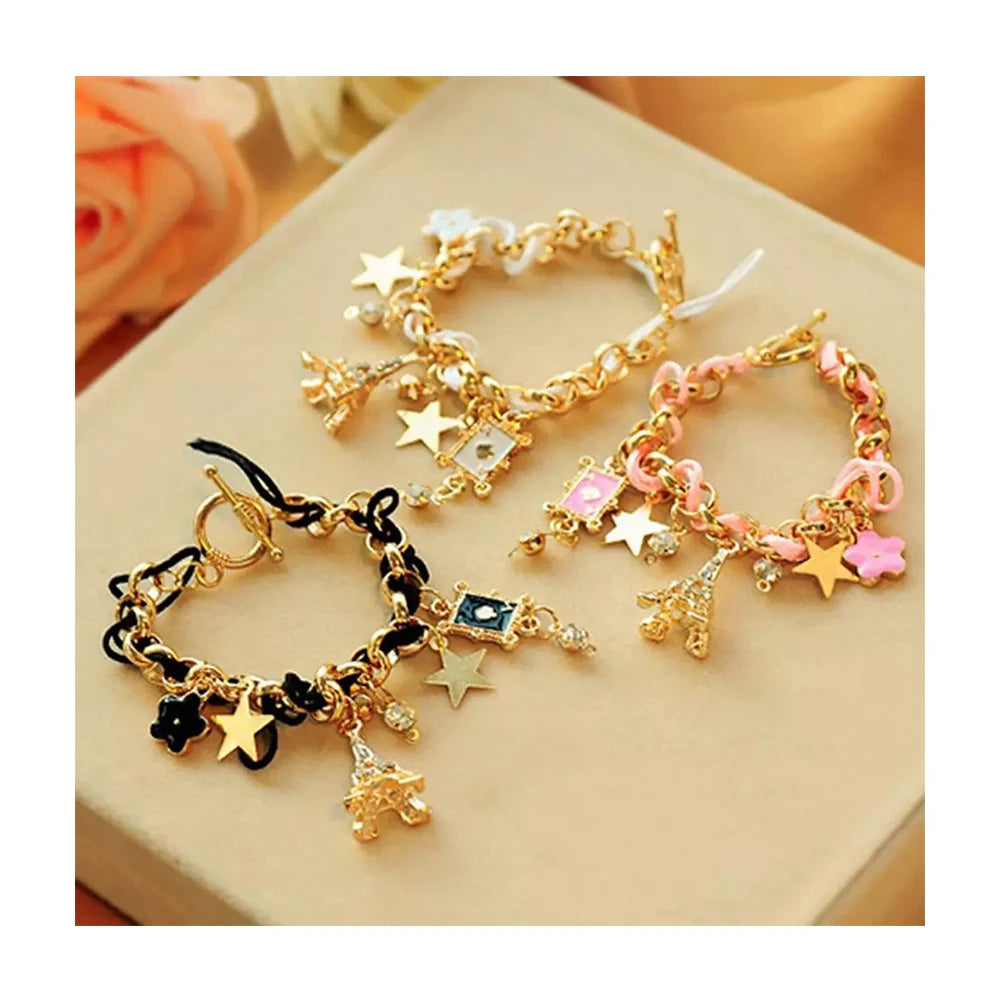 New Style Fancy Poker Charm Leather Bracelets & Bangles Jewelry Eiffel Tower Women Star Jewelry Low Price Korea Christmas Gifts