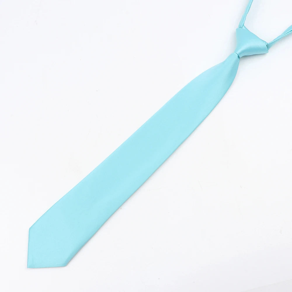 Fashion School Children Neck Tie Solid Color Easy to Wear for Girls Boys Kid Pre-tied Colorful Adjustable Skinny Necktie Gift