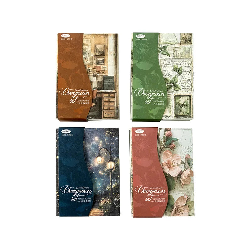 200 Sheets Per Pack of Material Paper Floating Life Collection Large Portion of Vintage Collage