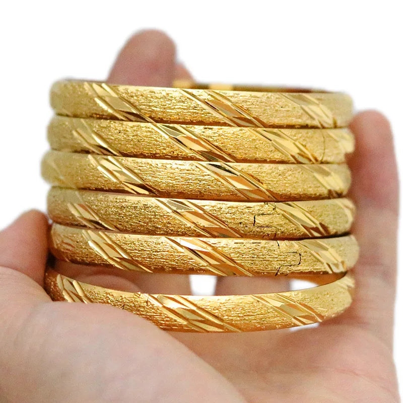 Dropshipping Wholesales 8mm Brass Fashion Bracelet Star Carved Bangle Wedding Gift for Middle Eastern Brides Jewelry