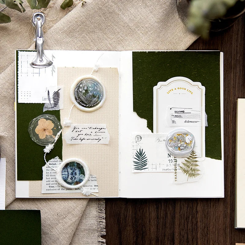 50pieces/pack Material Paper Multiple Materials Collection Retro Message Collage Base Decoration Notebook 4 Models