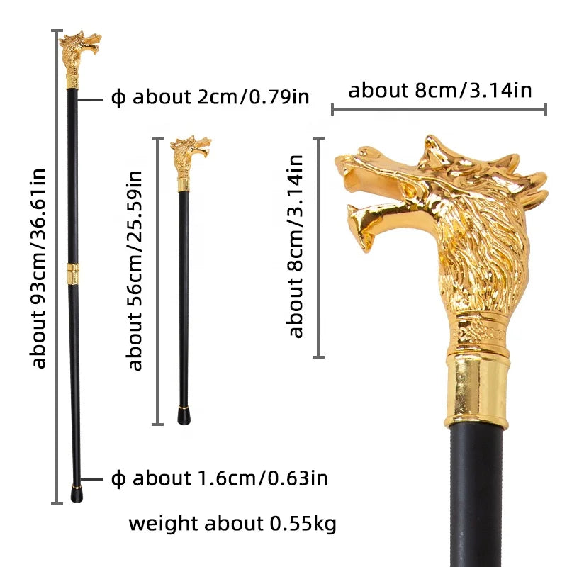 Golden Sea Dragon Luxury Walking Sticks Decorative Fashion Walking Cane Elegant Cosplay Alloy Crosier Vintage Walking Stick
