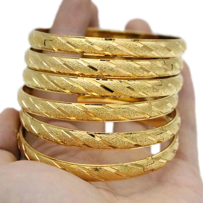 Dropshipping Wholesales 8mm Brass Fashion Bracelet Star Carved Bangle Wedding Gift for Middle Eastern Brides Jewelry