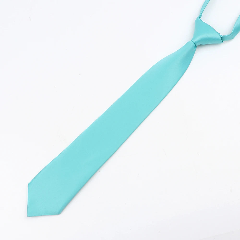 Fashion School Children Neck Tie Solid Color Easy to Wear for Girls Boys Kid Pre-tied Colorful Adjustable Skinny Necktie Gift