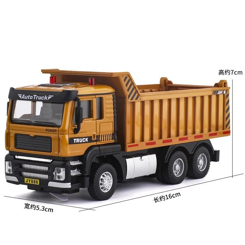 Diecast Toy Vehicles Dump Truck Transporter Sound and Light Pull Back Alloy Toy  for Collection or Gift
