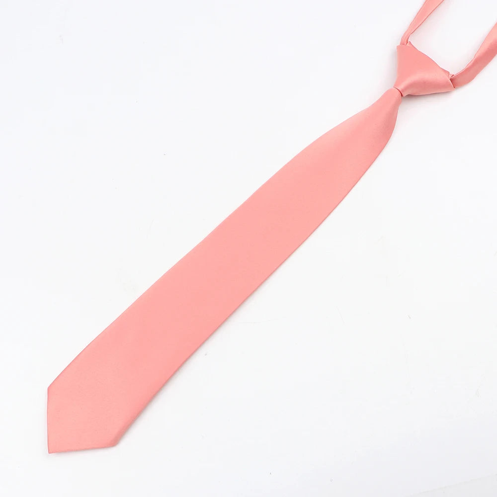 Fashion School Children Neck Tie Solid Color Easy to Wear for Girls Boys Kid Pre-tied Colorful Adjustable Skinny Necktie Gift