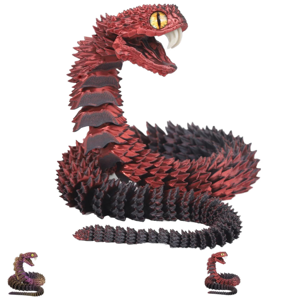 3D-printed Realistic Snake Joint Movable Viper Figurine Animal Model Children's Birthday Gift  Novel Toy Model Collection