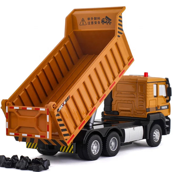 Diecast Toy Vehicles Dump Truck Transporter Sound and Light Pull Back Alloy Toy  for Collection or Gift
