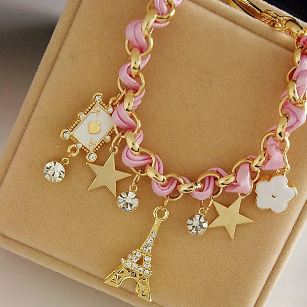 New Style Fancy Poker Charm Leather Bracelets & Bangles Jewelry Eiffel Tower Women Star Jewelry Low Price Korea Christmas Gifts