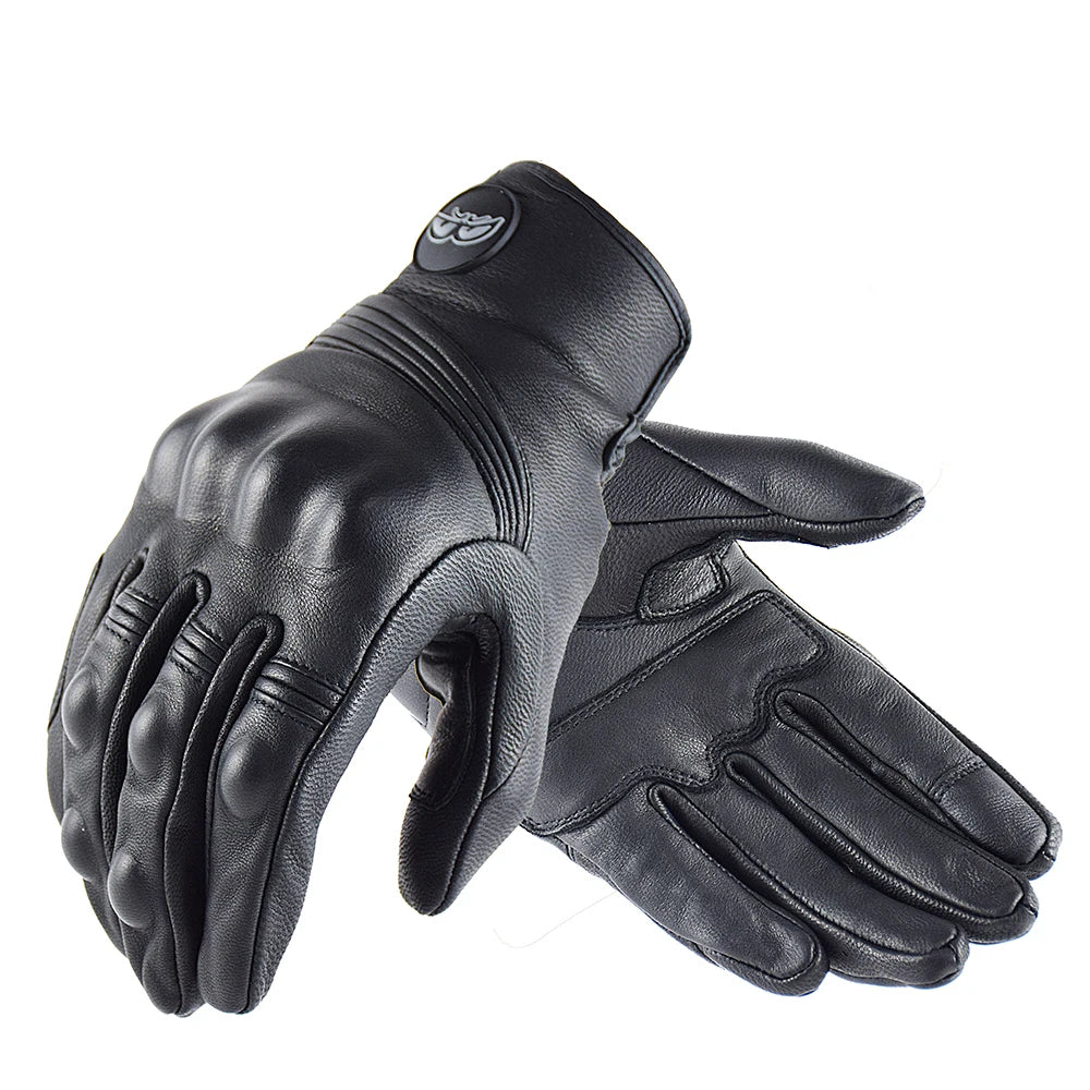 Vintage Leather Motorcycle Racing Gloves Men Women Motorcyclist Guantes Moto Long Luvas Full Finger Motocross MTB Biker Gloves