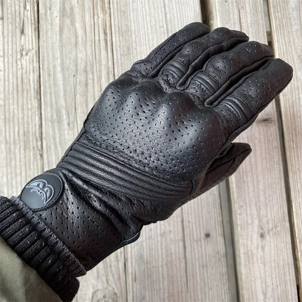 Vintage Leather Motorcycle Racing Gloves Men Women Motorcyclist Guantes Moto Long Luvas Full Finger Motocross MTB Biker Gloves