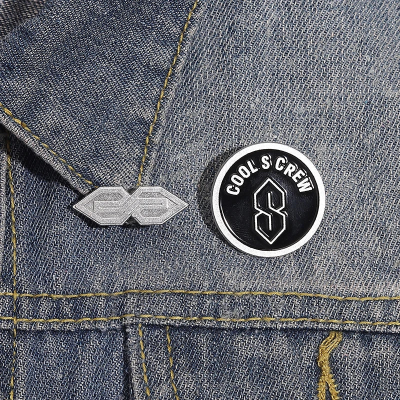Cool S Crew Enamel Pins Punk Vintage S Logo Brooches Backpack Lapel Badge Fashion Jewelry Gift for Friends