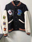 Embroidered Varsity Poker Jacket Black And Orange "Lucky Jacket" New Wave Street