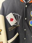 Embroidered Varsity Poker Jacket Black And Orange "Lucky Jacket" New Wave Street