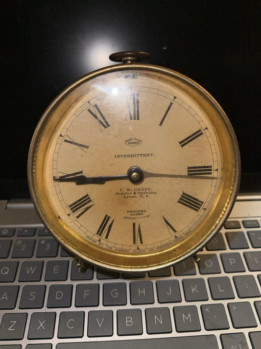 Antique Parker Alarm Clock P.W. Graff Jeweler Optician Advertising