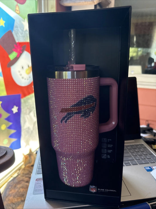 BUFFALO BILLS PINK RHINESTONE BLING COLOSSAL 46OZ TUMBLER