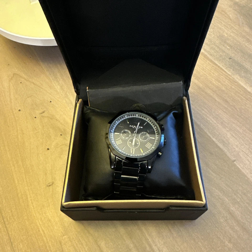 AKRIBOS XXIV MEN'S QUARTZ CHRONOGRAPH STAINLESS STEEL BRACELET WATCH